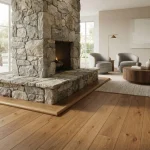hardwood floor trim around fireplace