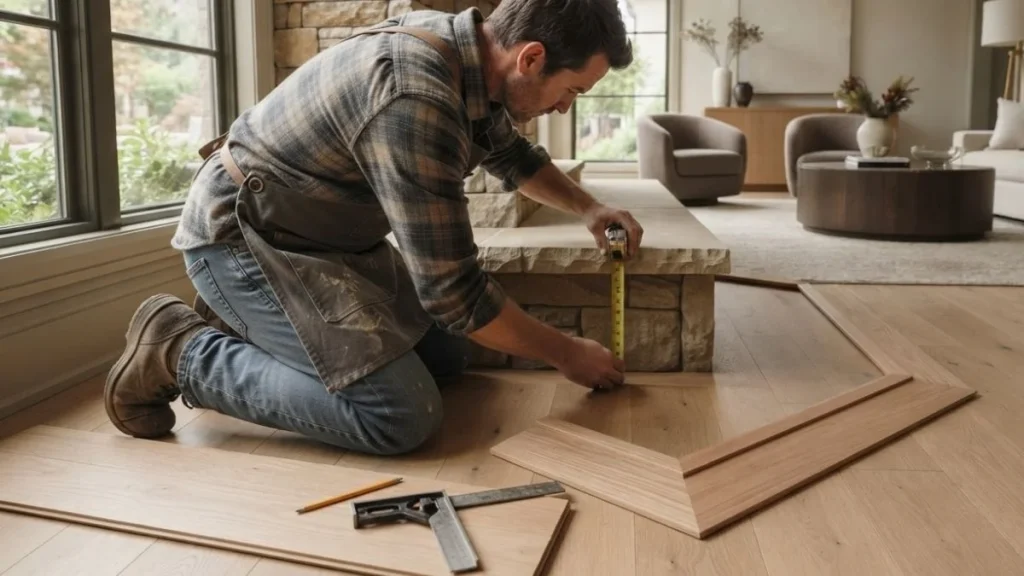 measuring fireplace hearth trim
