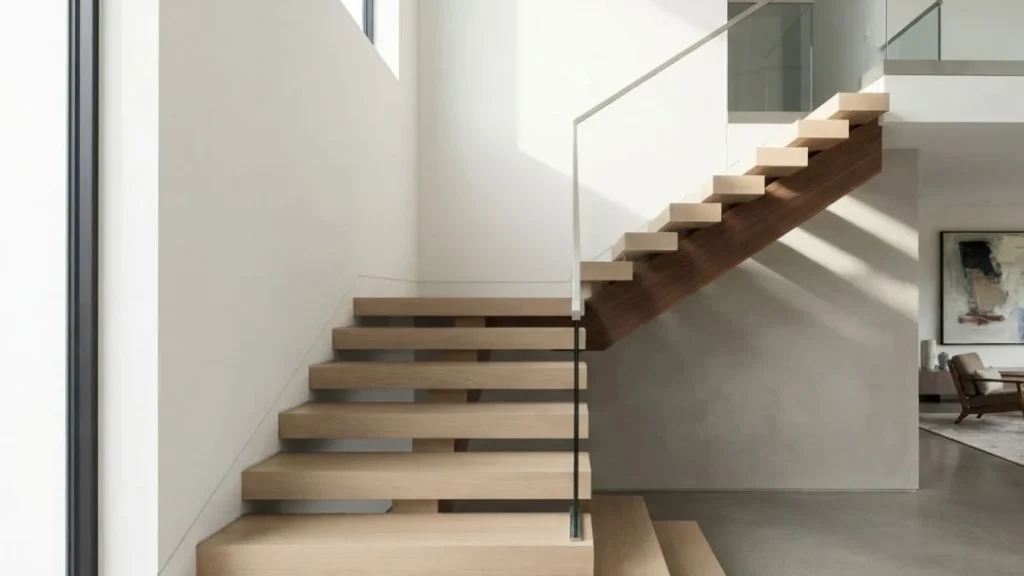 minimalist staircase without skirt board