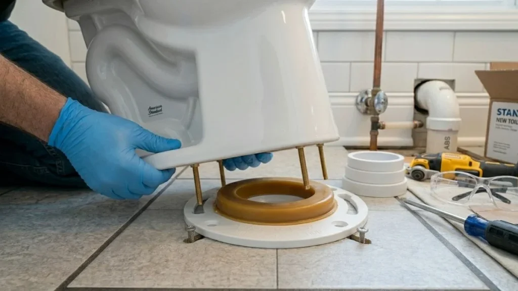 reinstalling-toilet-after-flange-repair