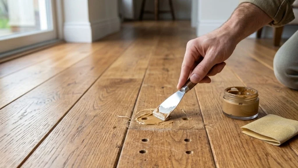repairing small holes in hardwood floor