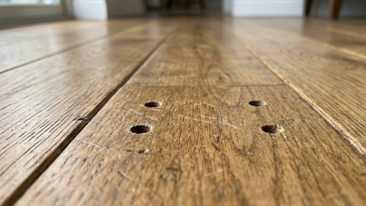 small holes in hardwood floor