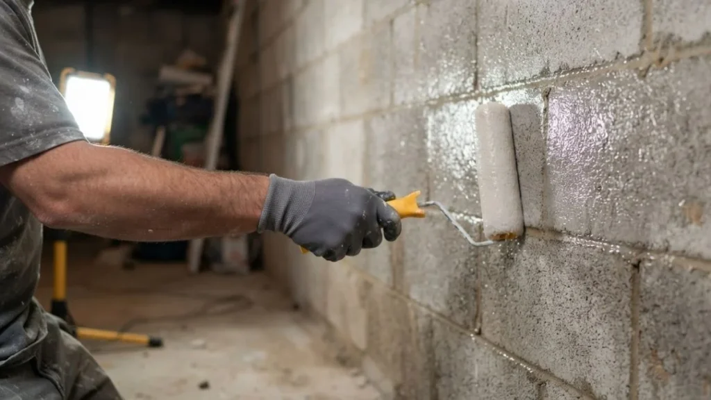 applying bonding agent foundation wall