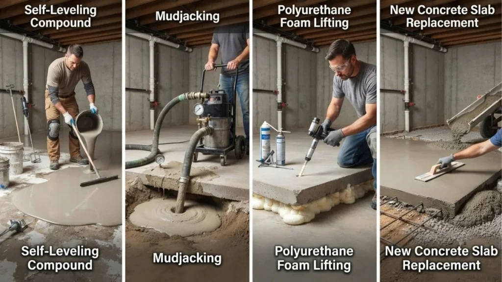 basement floor leveling methods
