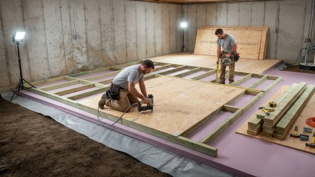 basement subfloor over insulation
