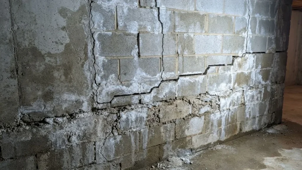 basement wall cracks and efflorescence