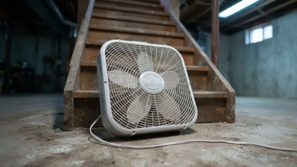 box fan basement stairwell airflow