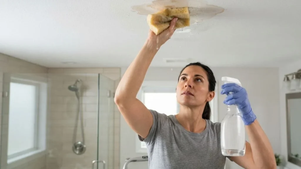 cleaning bathroom ceiling water stain