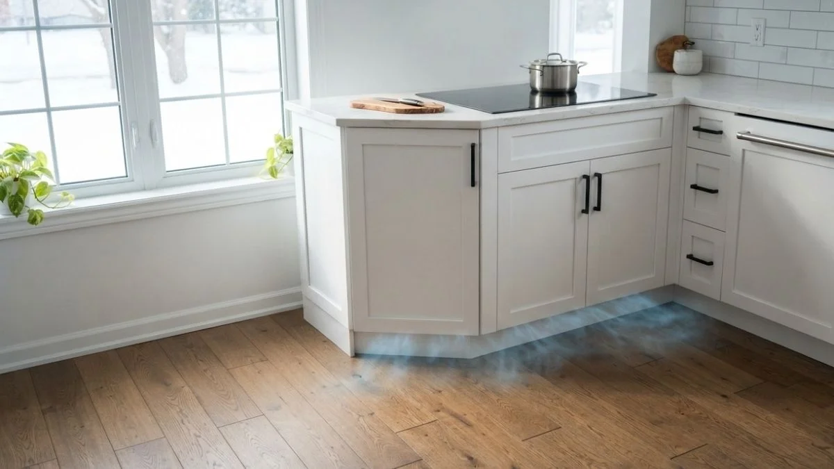 cold air coming from under kitchen cabinets