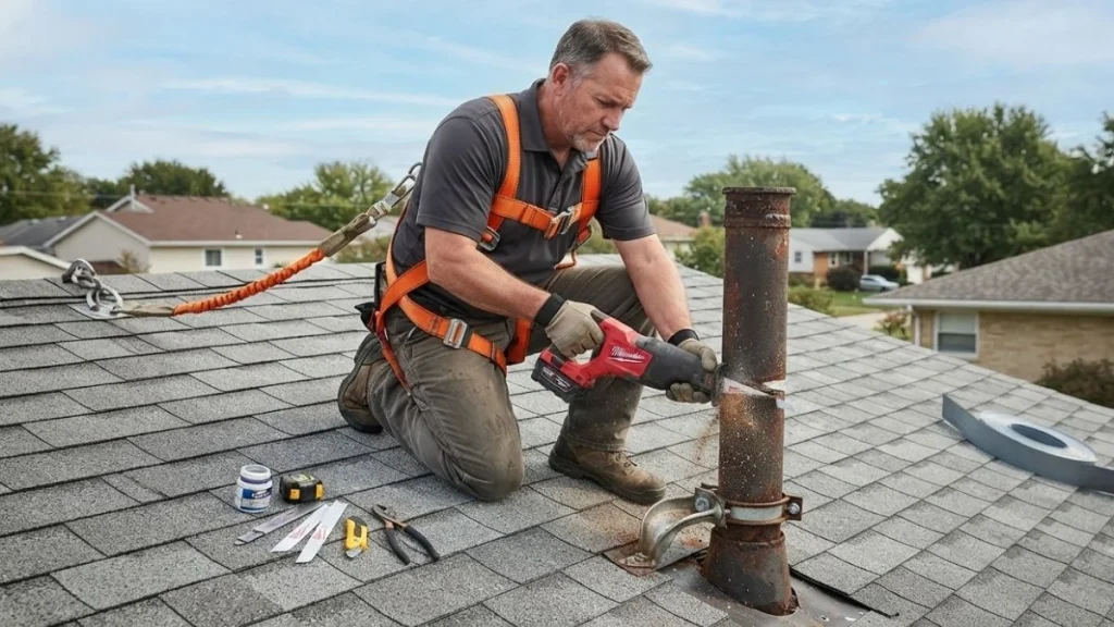 cutting cast iron vent stack
