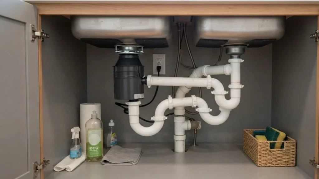 double p trap under kitchen sink