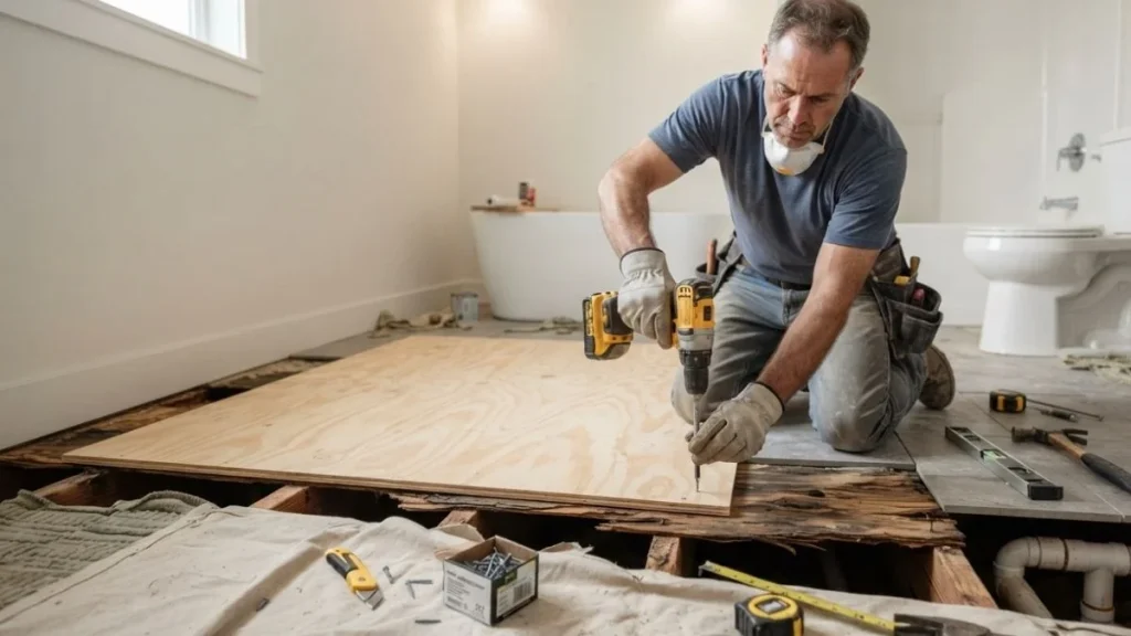 fixing creaking bathroom floor
