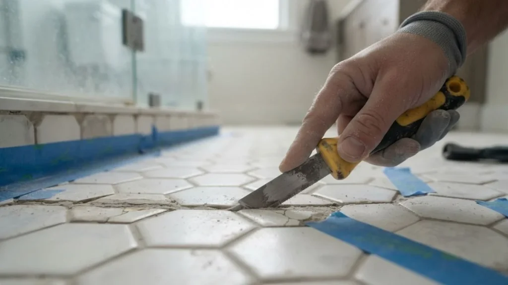 grout saw removing old shower grout