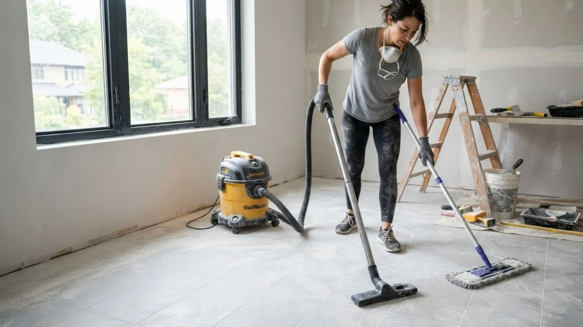 how to remove drywall dust from tile floors