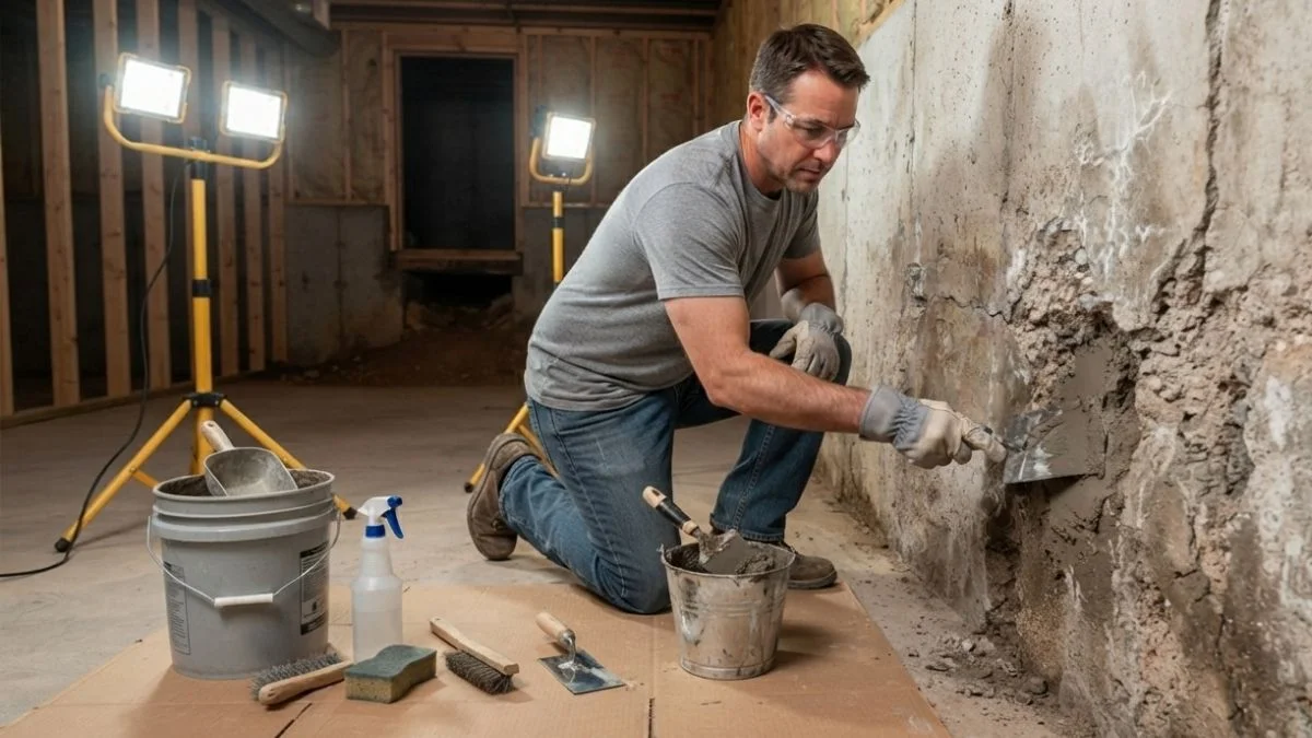 how to repair crumbling basement walls