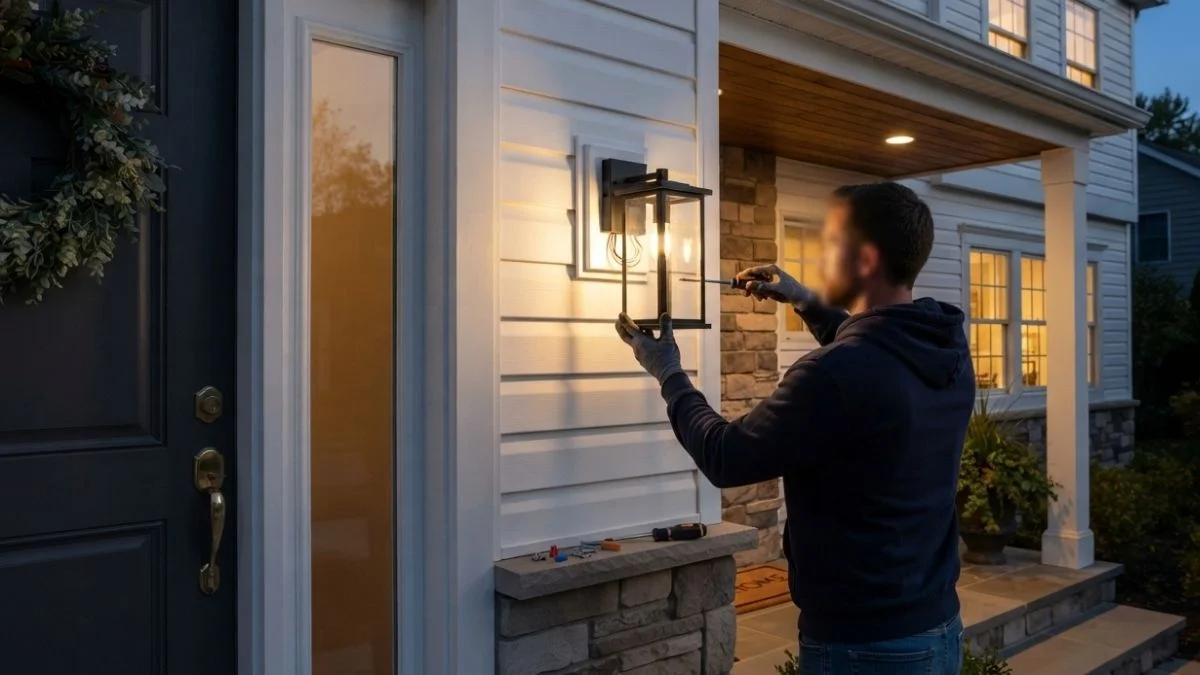 install outdoor lights on vinyl siding