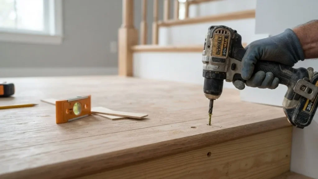 installing new stair tread screws
