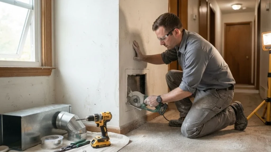 installing return air duct upper floor