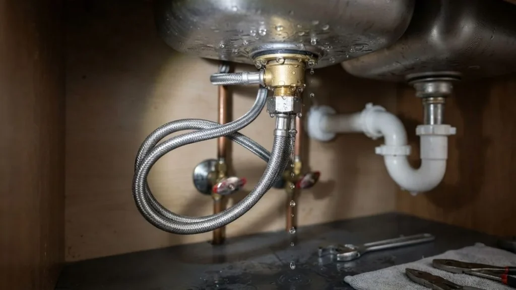 leaking kitchen faucet hose connection