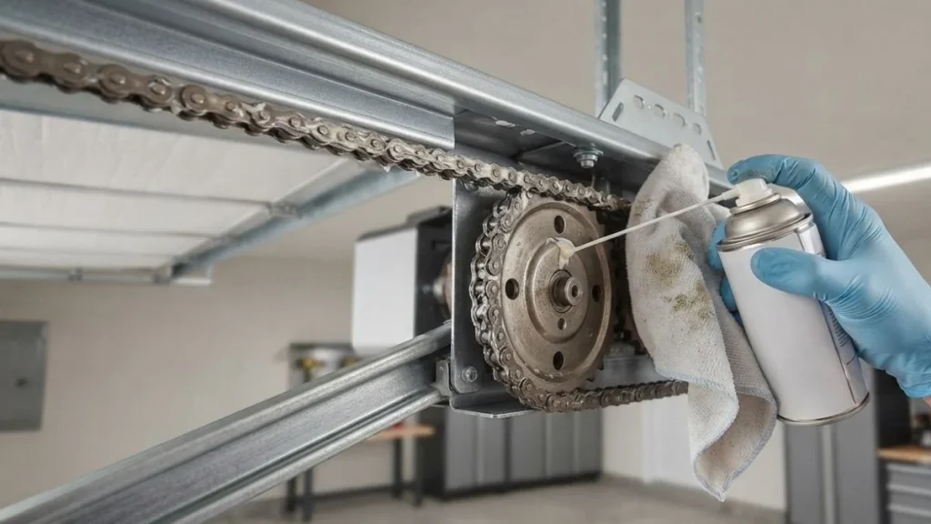 lubricating garage door opener chain