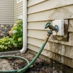outside water spigot leaking behind siding