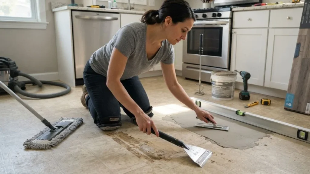 preparing linoleum for vinyl plank installation
