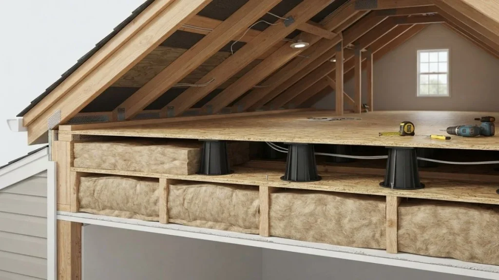 raised attic floor over insulation