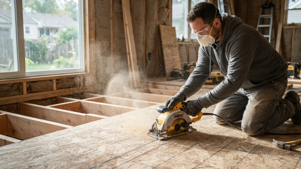 removing particle board subfloor diy