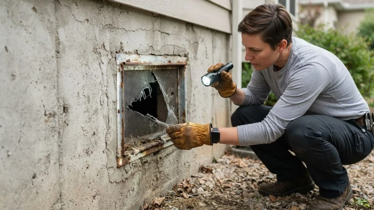 repairing crawl space vent screen
