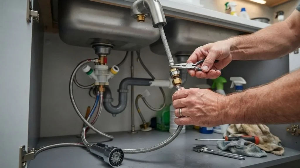 repairing pull down faucet hose