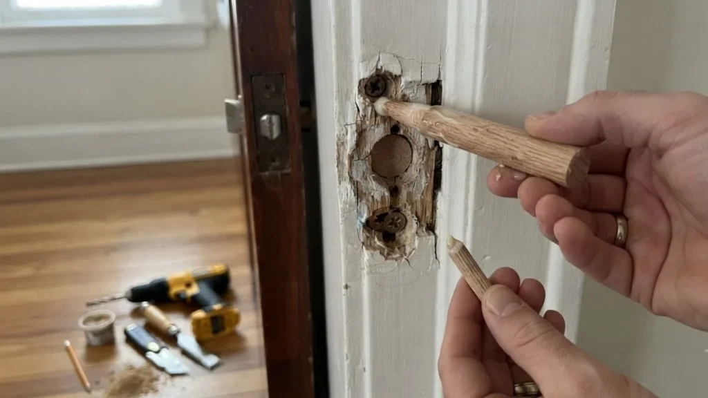 repairing stripped strike plate holes