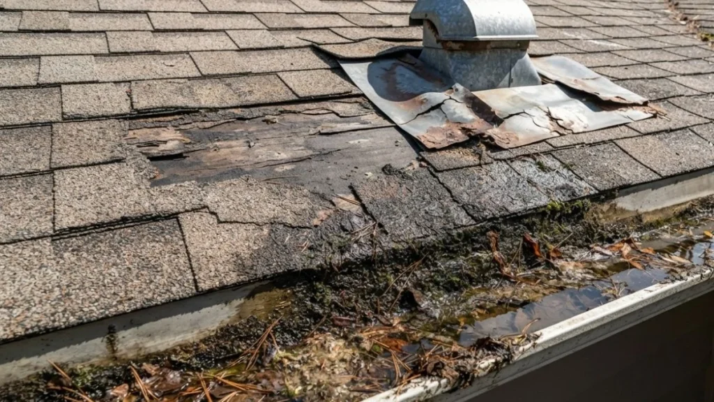 roof damage causing garage ceiling leak