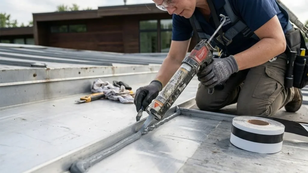 sealing insulated aluminum roof panel seam
