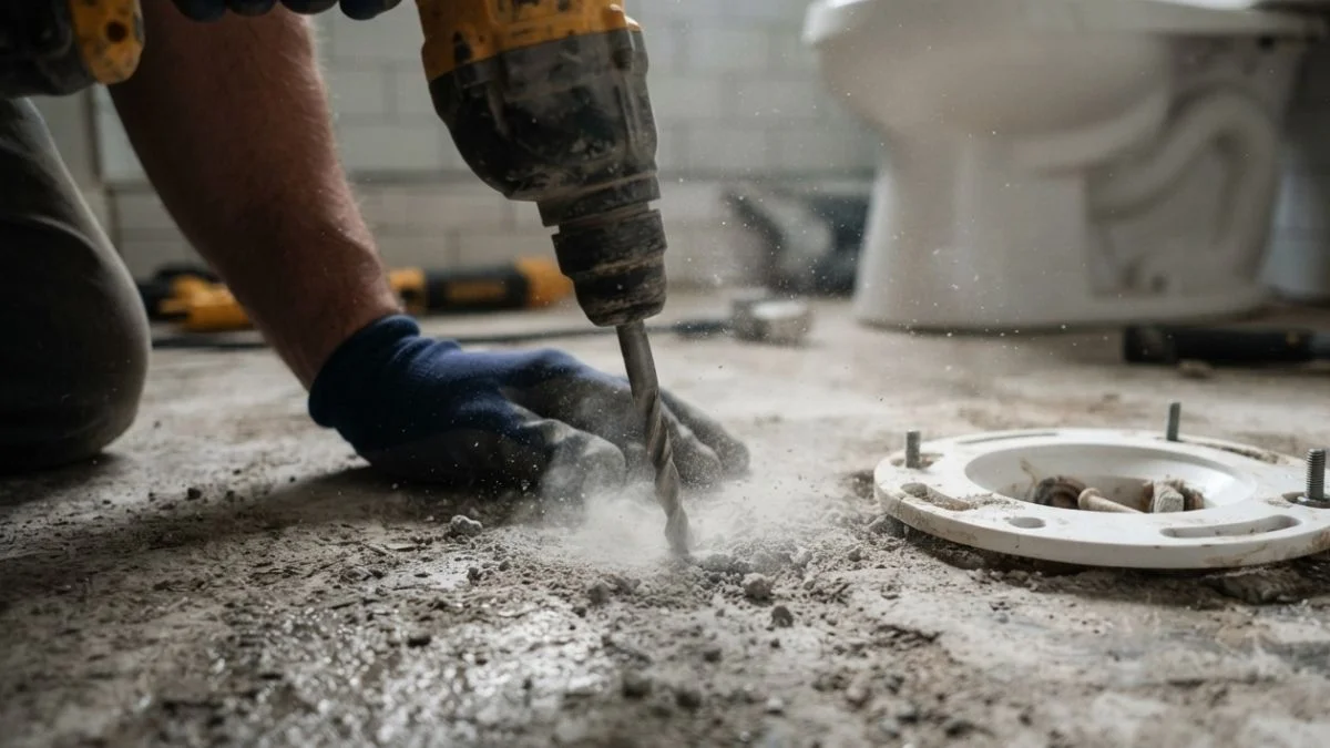 securing toilet flange to concrete