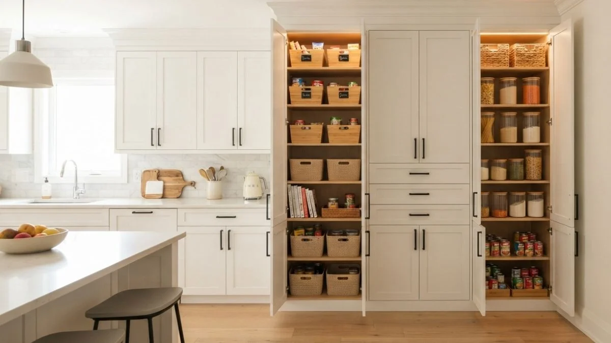 stacking wall cabinets to make a pantry