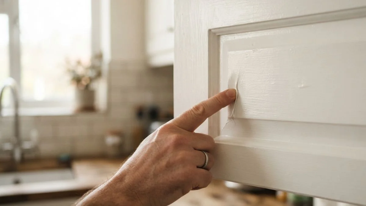 sticky painted kitchen cabinets