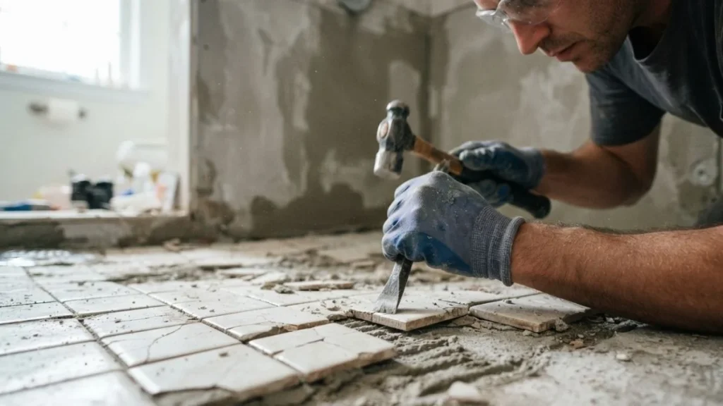 tapping shower tile checking hollow spots
