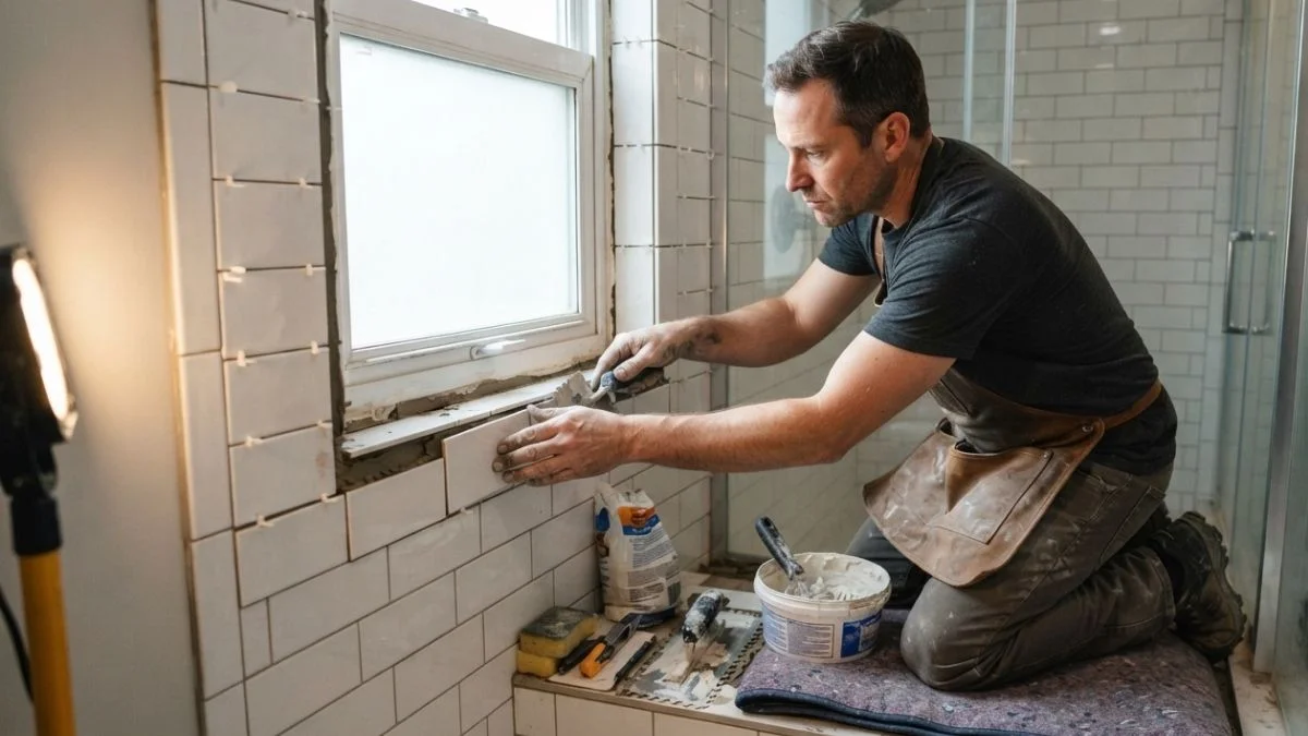 tiling around shower window guide