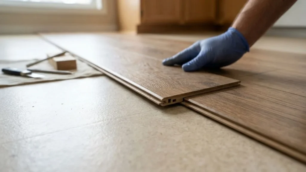 vinyl plank over linoleum floor
