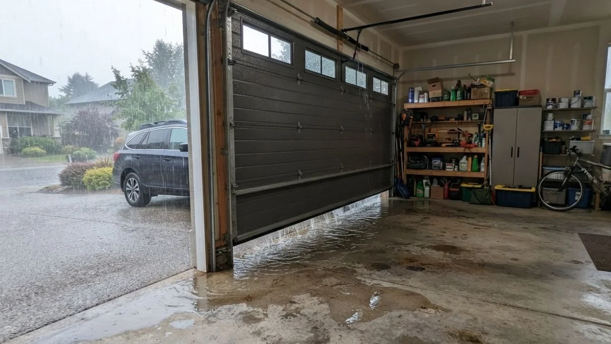 water under garage door
