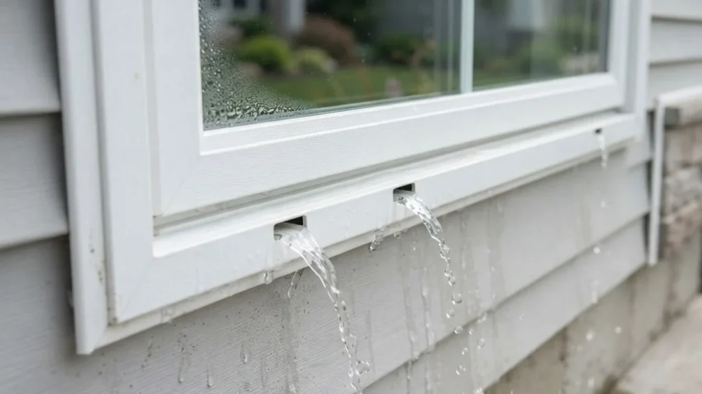 window weep holes close up