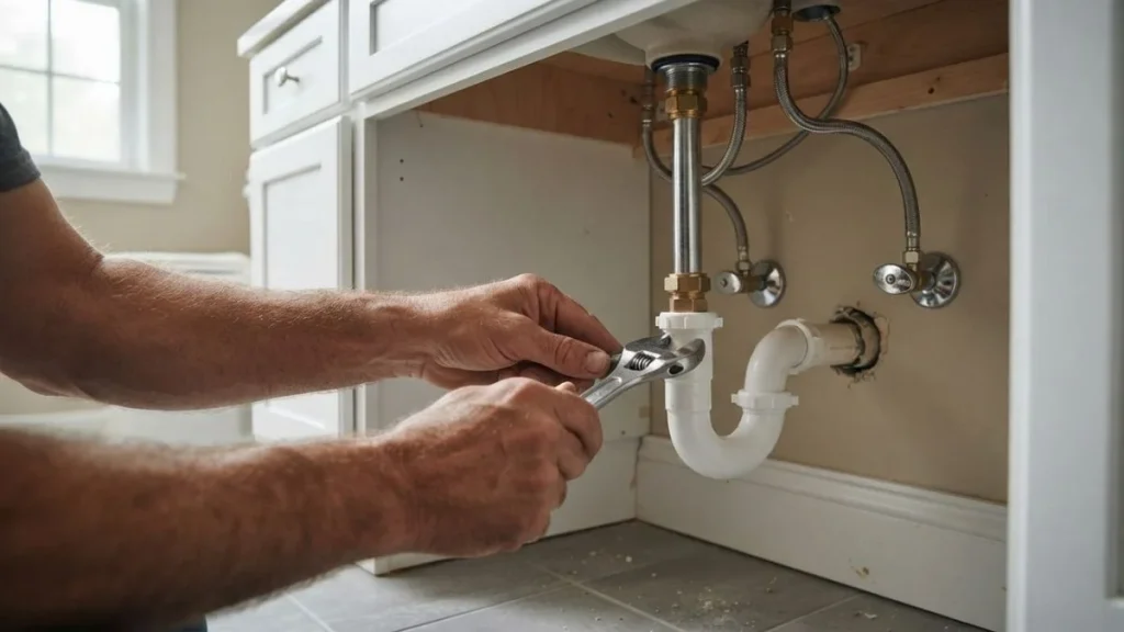 bathroom vanity plumbing adjustment
