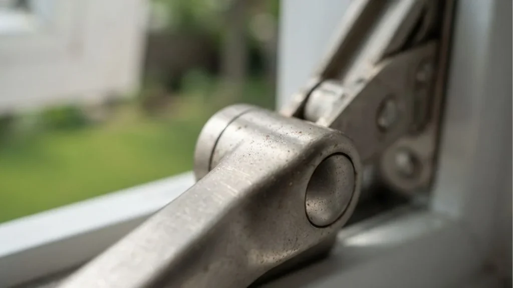 casement window hinge adjustment rust inspection