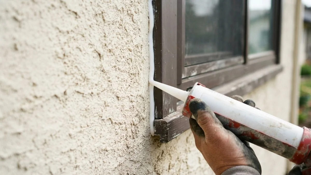caulking stucco around windows water leaks