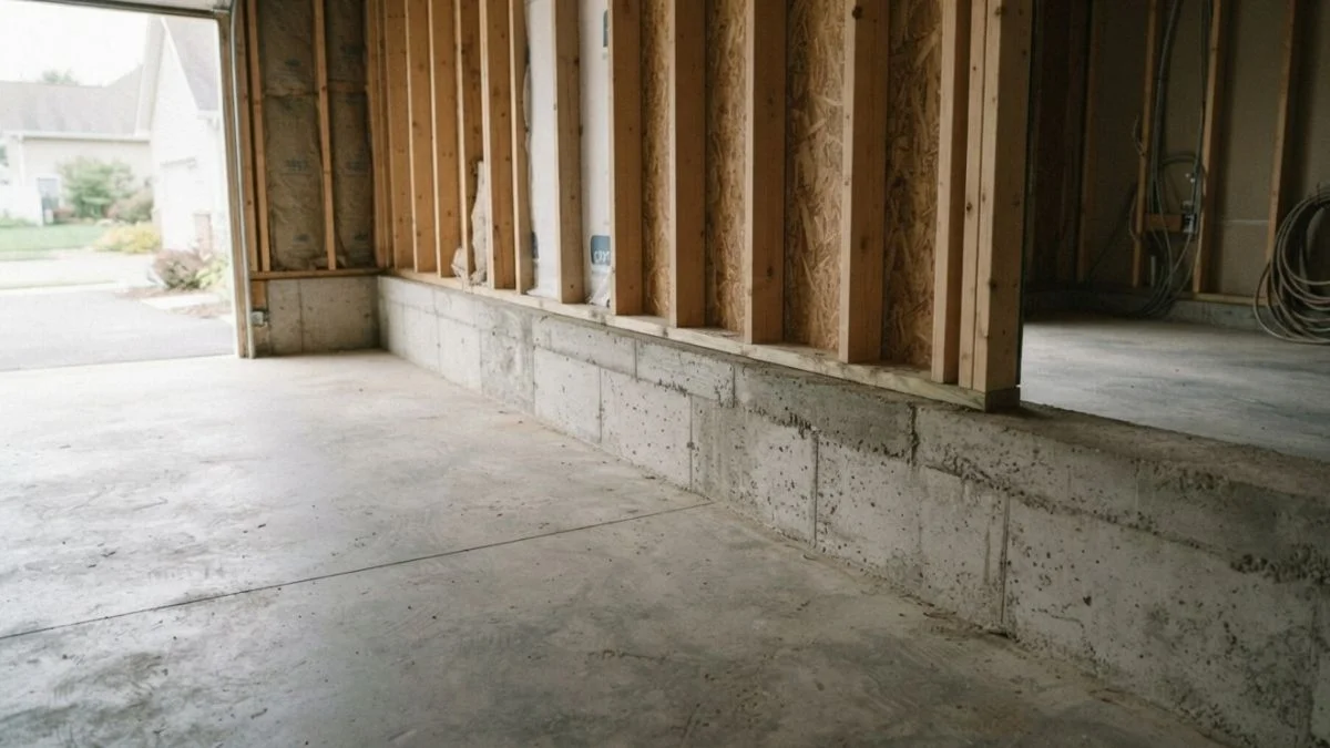 concrete ledge in garage foundation