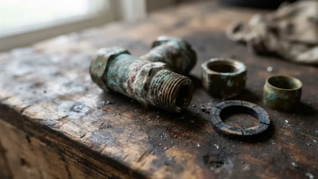 corroded compression fitting worn valve washer