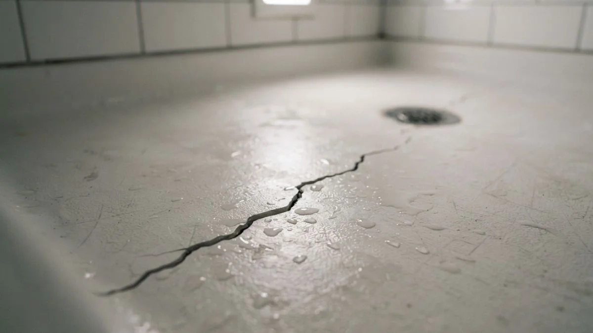 crack in fiberglass shower floor repair