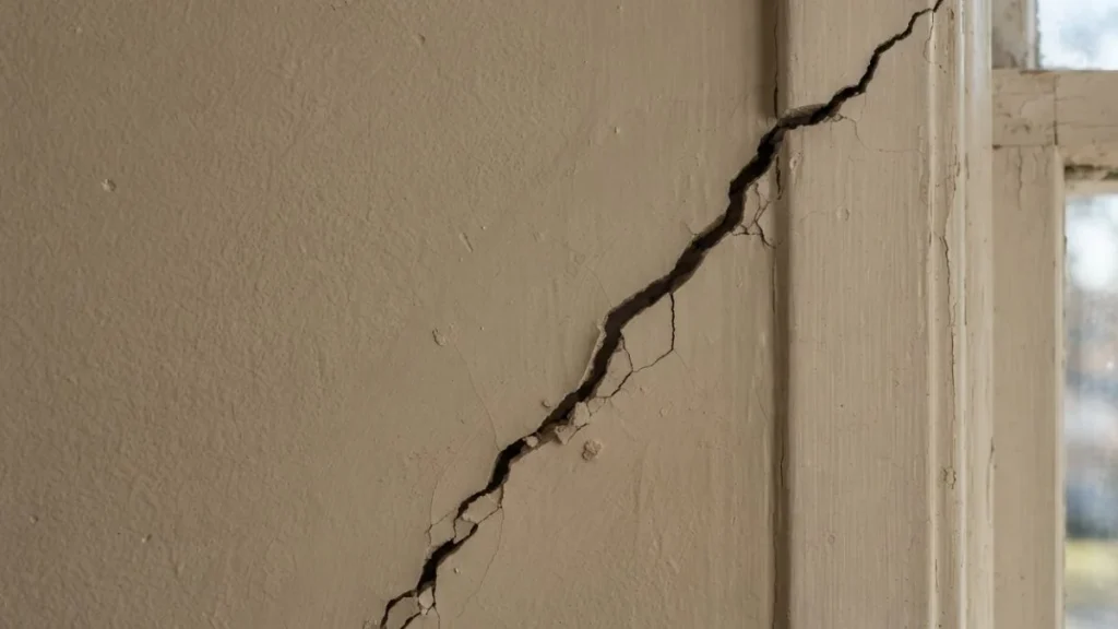 diagonal crack window corner foundation settlement