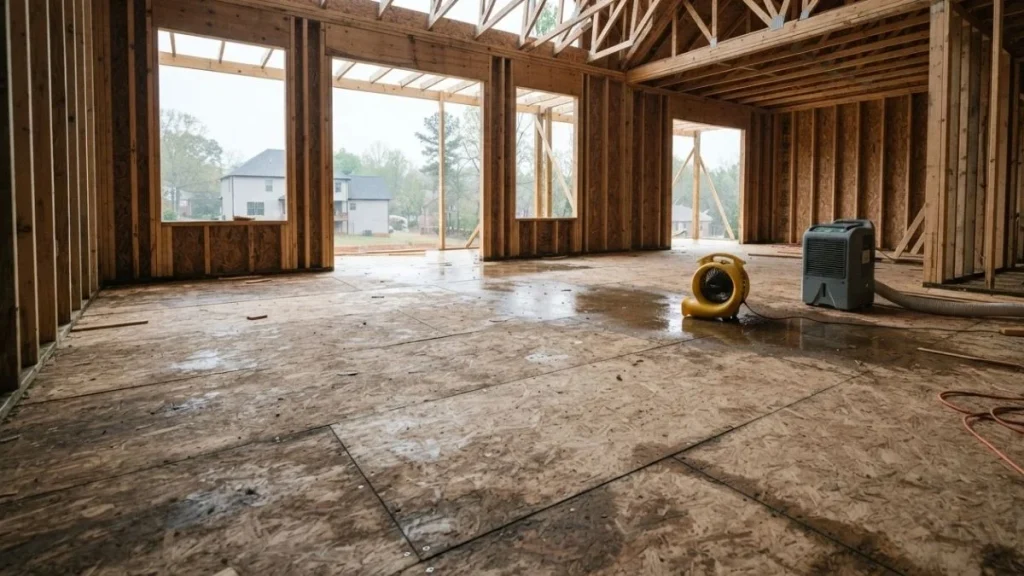 drying wet subfloor construction
