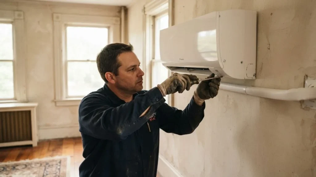ductless mini split installation old home
